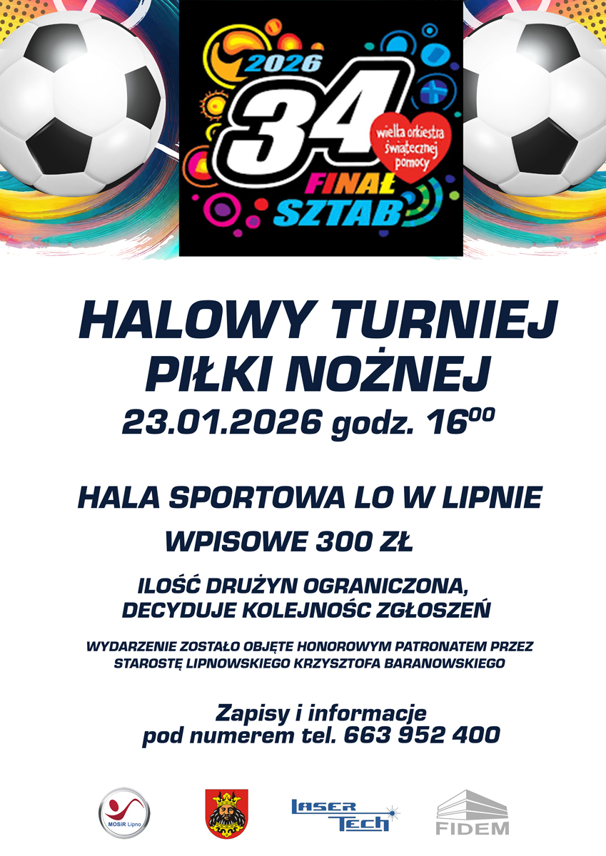 WIELKA ORKIESTRA ŚWIĄTECZNEJ POMOCY - HALOWY TURNIEJ PIŁKI NOŻNEJ 23.01.2026